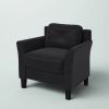 Black Microfiber Upholstered Armchair Flared Arm Chair with Tufted Back Cushion