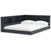Twin size Blue Wooden Corner Storage Bed with Bookcase Headboard and USB Ports