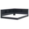 Twin size Blue Wooden Corner Storage Bed with Bookcase Headboard and USB Ports