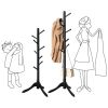 Space Saving Solid Wood Modern Coat Rack in Black Finish