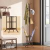 Brown Metal Coat Rack Entryway Hall Tree with Umbrella Stand