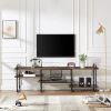 Modern Metal Wood Industrial Entertainment Center TV Stand for TV up to 65-inch