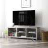 Farmhouse Style TV Stand in Light Grey Oak Wood Finish - for TVs up to 70-inch