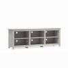 Farmhouse Style TV Stand in Light Grey Oak Wood Finish - for TVs up to 70-inch