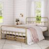 Full size Vintage Antique Gold Metal Platform Bed Frame with Headboard Footboard