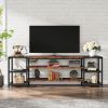 Modern Industrial Metal Wood TV Stand Entertainment Center for TV up to 85-inch