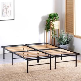 Full size Metal Bed Frame with Bamboo Wood Slats