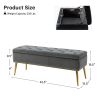 Mid-Century Modern End of Bed Storage Bench with Gray Velvet Seat and Gold Legs