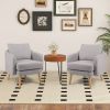Modern Grey Sherpa Fabric Upholstered Accent Chair with Wooden Legs
