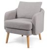 Modern Grey Sherpa Fabric Upholstered Accent Chair with Wooden Legs