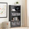 Modern Four Shelf Bookcase in Grey Oak Wood Finish