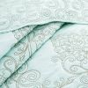 King size Light Blue Damask Embroidered 4 Piece Oversized Bedspread Set