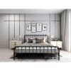 King Black Metal Platform Bed Frame with Rounded Corners Headboard Footboard