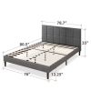King size Grey Upholstered Platform Bed Frame with Padded Headboard