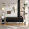 Modern Mid-Century Black Faux Leather End of Bed Storage Bench Ottoman