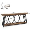 Industrial 70-in. Brown Wood Top Console Table with Heavy Duty Black Metal Frame