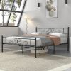 Queen Sturdy Metal Platform Bed Frame with Headboard Footboard in Black Finish