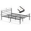 Queen Sturdy Metal Platform Bed Frame with Headboard Footboard in Black Finish
