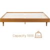 Queen size Mid-Century Modern Platform Bed Frame in Light Wood Finish