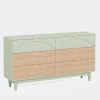 Retro Mid-Century Modern 6 Drawer Dresser Chest of Drawers in Mint Green