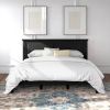 King Traditional Solid Wood Platform Bed Frame with Headboard in Black