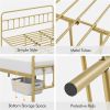 Twin Vintage Antique Gold Metal Platform Bed with Headboard and Footboard
