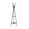Modern Coat Rack with Matte Black Metal Frame and 2 Shelves