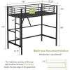 Twin size Black Metal Loft Bed Frame with Ladder - Space Saving Design