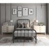 Twin Black Metal Bed Frame with Slatted Rounded Corners Headboard and Footboard