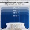 Twin size Blue Upholstered Platform Bed Frame with Headboard