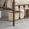 Twin size Vintage Bronze Metal Platform Bed Frame with Headboard and Footboard