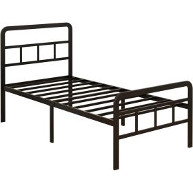Twin Heavy Duty Metal Bed Frame with Headboard and Footboard in Black