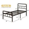 Twin XL Heavy Duty Metal Bed Frame with Headboard and Footboard in Black