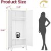 White Metal Multifunctional Storage Armoire Wardrobe Closet