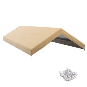 19.7' x 9.7' Carport Canopy Replacement Cover, UV Protection, Beige, with Ball Bungee Cords