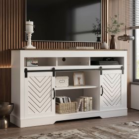 Farmhouse TV Stand for 65+ Inch TV, Tall Entertainment Center with Sliding Barn Doors