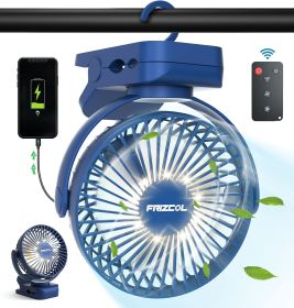 Clip on Fan 65 Hours Portable Desk Fan Rechargeable with LED Lights & Hooks 12000 Capacity Battery Operated Fan with Clips Small Desk Fan Mini Fa