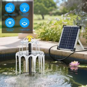Solar Powered Fountain with 2200mAh Battery Backup, IP68 Waterproof Solar Water Fountain Pump , 2 Water Modes, Adjustable Height & 3 Nozzles