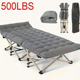 75-inch heavy-duty  folding bed, 10-leg design for stable support, portable camping bed with side pockets and mattress, winter camping equipment