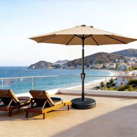 9FT Outdoor Patio Umbrella with Tilt and Crank, 8 Rib Market Umbrella, Stable Sun Shade Canopy for Patio, Beach, Deck, Garden and Outdoor Restaur