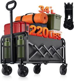 Collapsible Foldable Wagon Cart with Wheels - 220LBS Heavy Duty Folding Wagon Carts