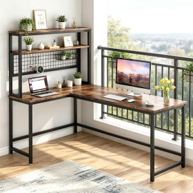 Reversible L-Shaped Desk 55 Inch Computer Desk with Wireless Charging And Shelves Home Office Desk with Storage