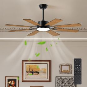 52 Inch Ceiling Fan with Lights and Remote Control, 8 Plywood Blades, 6-Speed Noiseless Reversible DC Motor, 3CCT