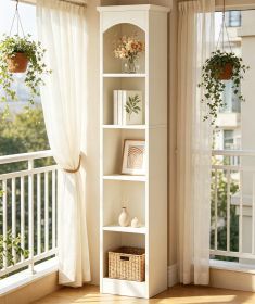 Modern Cube Bookshelf 70.9 Inch Tall Narrow Bookcase with 5-Tier Storage for Living Room Bedroom Hallway