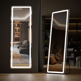 71"x26" LED Full Length Mirror with Aluminum Frame and Polished Glass for Bedroom