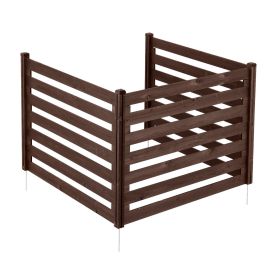 Wooden Privacy Fence, 48 x 37 inch Air Conditioner Fence, 3 Panel Solid Outdoor Wood Privacy Screen with Metal Stakes, Steel Frame