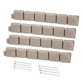 Faux Stone Landscape Edging 46.8 x 3.9 in Realistic Lawn Edging, Flexible Brick-Sized Garden Edging Border with Anchoring Spikes