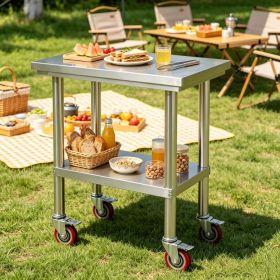 Sleek - 1 X Metal Work Table with Adjustable Height and Shelf for Kitchen