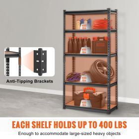 Storage Shelving Unit, 5-Tier Adjustable, 2000 lbs Capacity, Heavy Duty Garage Shelves Metal Organizer Utility Rack, Black