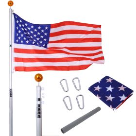 25FT Telescopic Flag Pole Kit, Sectional Flag Pole Kit, Extra Thick Heavy Duty Aluminum Flagpole